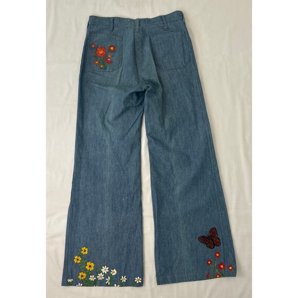 Landlubber High Waist Wide Leg Hand Painted Jeans Size 26 Size 2 - Picture 3 of 5